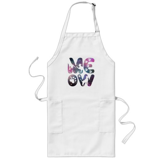 Tablier Long Meow - Cute Cat Silhouettes et Empreintes de patte (Devant)