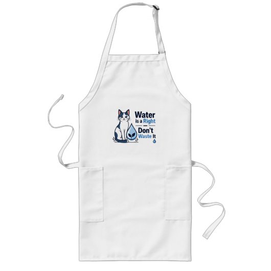Tablier Long Mignon Chat Sauver l'Eau Cuisine Éco-Responsable  (Devant)