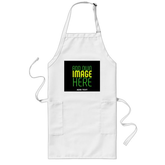 TABLIER LONG MODÈLE DE TEXTE D'IMAGE NOIRE ÉDITABLE BLANC MODER (Devant)