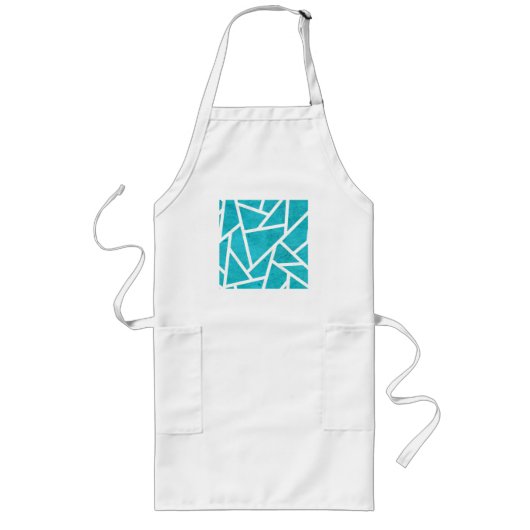Tablier Long Motif en mosaïque bleu-vert et blanc (Devant)