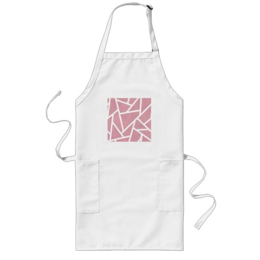 Tablier Long Motif en mosaïque corail et blanc (Devant)