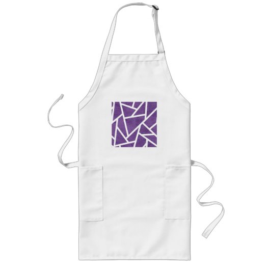Tablier Long Motif en mosaïque violette et blanche (Devant)