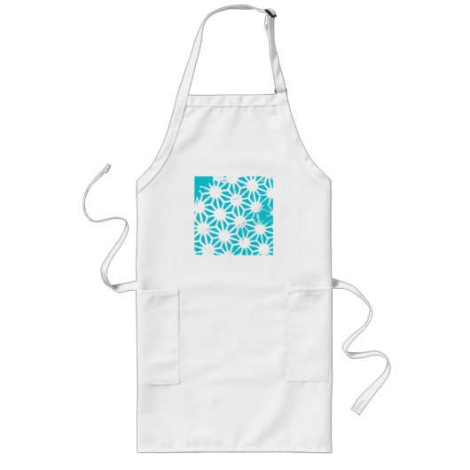 Tablier Long Motif géométrique Aqua (Devant)