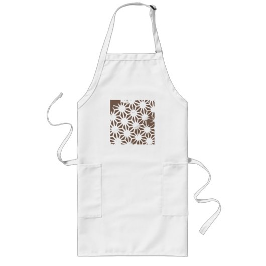 Tablier Long motif géométrique Brown et blanc (Devant)