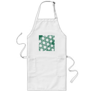 Tablier Long Motif géométrique vert et blanc