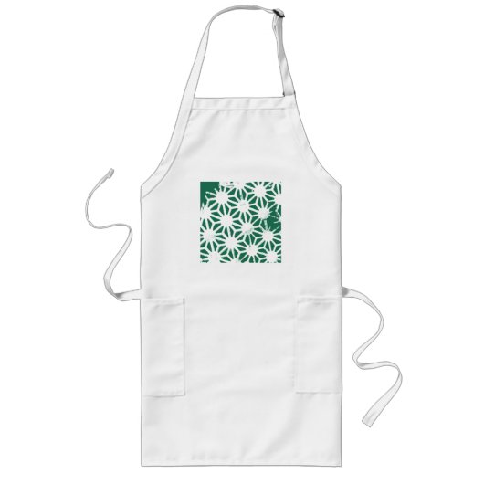 Tablier Long Motif géométrique vert et blanc (Devant)