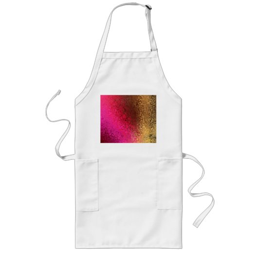 Tablier Long Motif rose rouge et or (Devant)