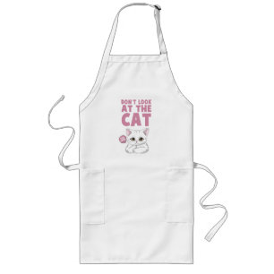 Tablier Long Ne regardez pas le chat - Drôle chat blanc