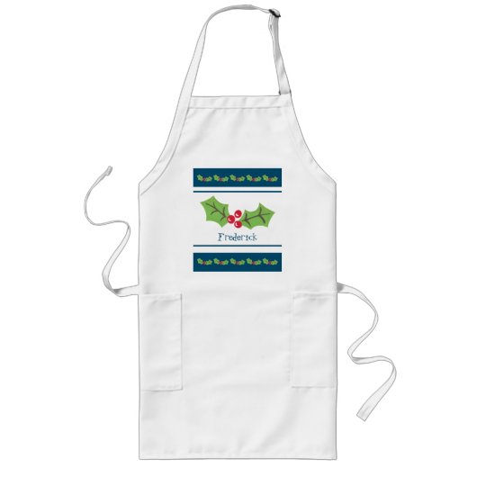 Tablier Long Noël personnalisé Holly & Berries (Devant)