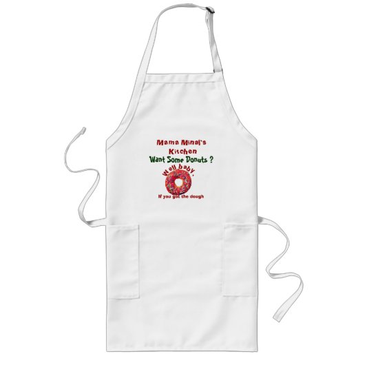 Tablier Long Nom personnalisé Funny Mama Minal's Kitchen Pocket (Devant)