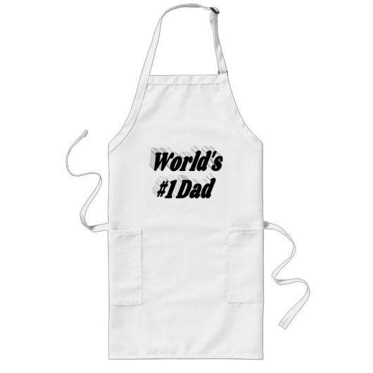 Tablier Long Number 1 Dad Fathers Day black text Long Apron (Devant)