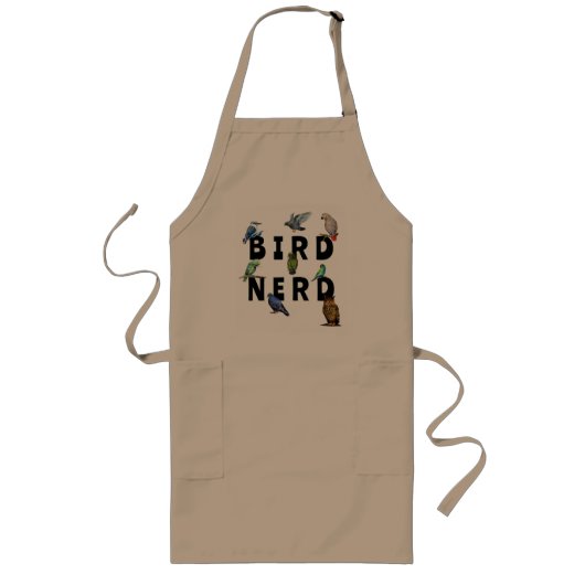 Tablier Long OISEAUX NERD, perroquets, hibou, pigeons, kookabur (Devant)