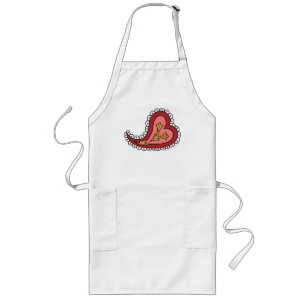 Tablier Long Paisley Heart Apron