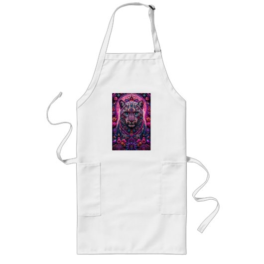 Tablier Long Panthère Néon Mystique Mandala Floral (Devant)