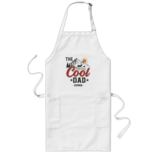 Tablier Long Papa Cool - Rustic Mountain et Deer Design (Devant)