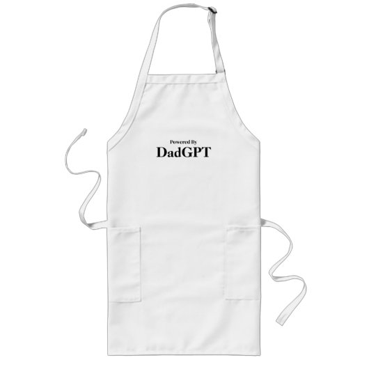 Tablier Long Papa Funny Anniversaire - Powered By DadGPT - Ai J (Devant)