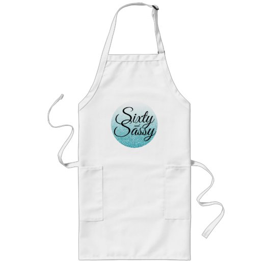 Tablier Long Parties scintillant bleue Ombre 60 et Sassy 60e an (Devant)