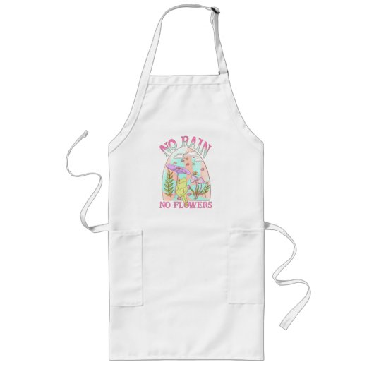 Tablier Long Pas de pluie, pas de fleurs - Floral et champignon (Devant)