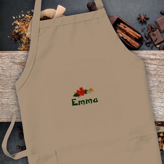 Tablier Long Pavot fleur sauvage rouge et jaune Long Apron