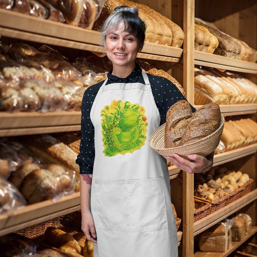 Tablier Long Peinture artisanale de grenouille verte