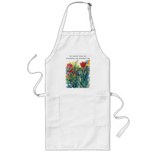 Tablier Long Peinture florale à l'aquarelle avec citation