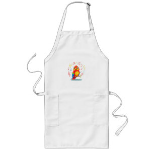 Tablier Long **Perroquet qui chante – Illustration mignonne de