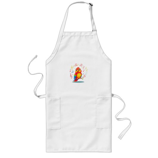 Tablier Long **Perroquet qui chante – Illustration mignonne de (Devant)