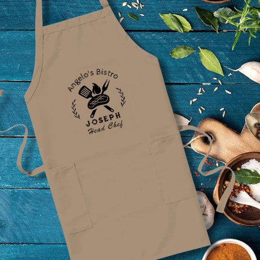 Tablier Long Personalized Bistro Chef with Utensil Graphic