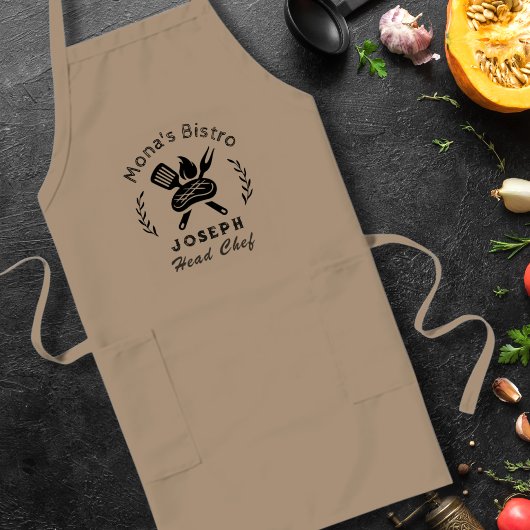 Tablier Long Personalized Bistro Chef with Utensil Graphic