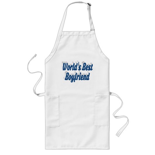 Tablier Long Petit ami avec script bleu mer (Devant)