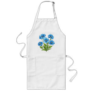 Tablier Long Petites Fleurs Bleues