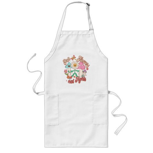 Tablier Long Pick Flowers, not Fights - Fleurs mignonnes et vib (Devant)