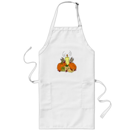 Tablier Long Pièce citrouille Thanksgiving Table Paramètre Lon (Devant)