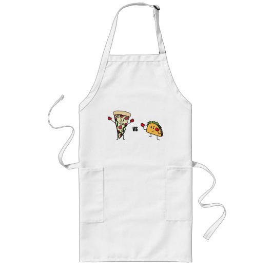 Tablier Long Pizza de pepperoni CONTRE le taco : Mexicain (Devant)