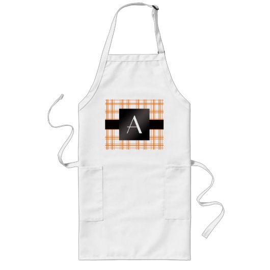 Tablier Long Plaid d'orange de monogramme (Devant)