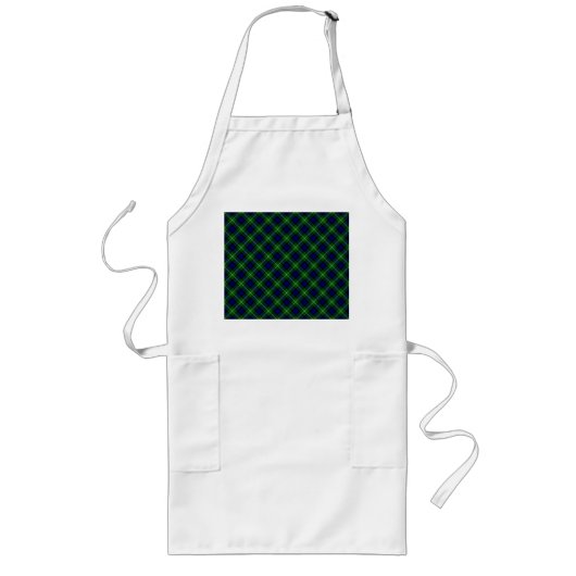 Tablier Long Plaid vert bleu Lamont tartan (Devant)