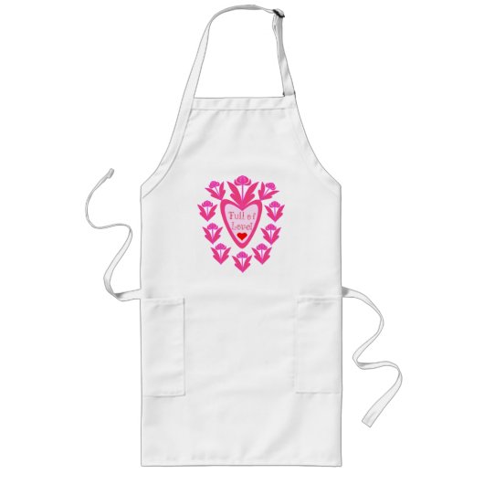 Tablier Long Plein De Coeur D'Amour Et De Fleurs Apron (Devant)