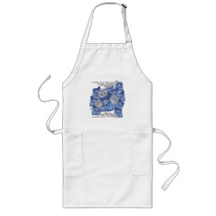 Tablier Long Poches de jeans en denim,Chatons et dentelle