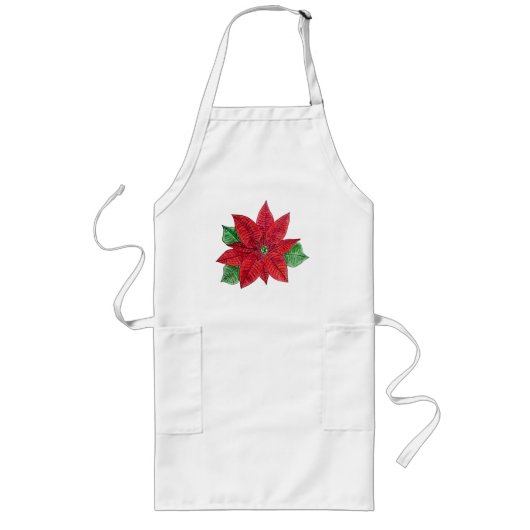Tablier Long Poinsettia Apron - Blanc (Devant)