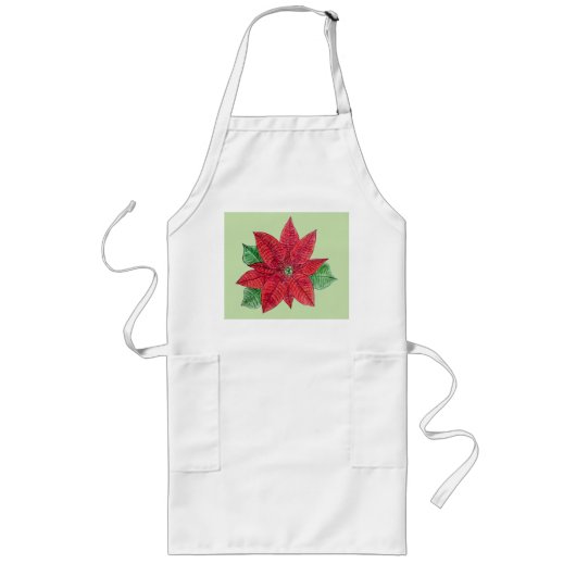 Tablier Long Poinsettia Apron - Mint (Devant)