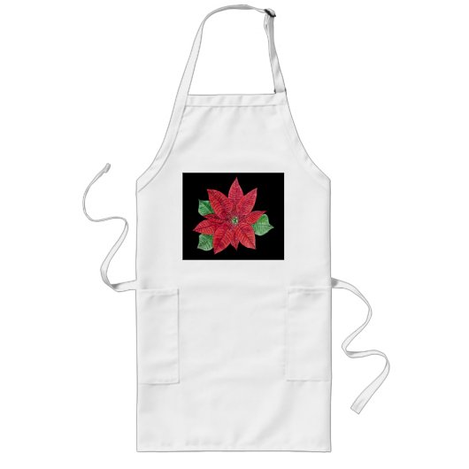 Tablier Long Poinsettia Apron - Noir (Devant)