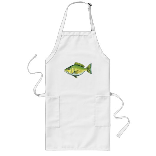 Tablier Long Poisson vert vif avec Motifs ondulés (Devant)