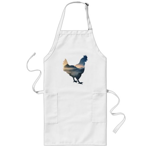 Tablier Long Poulet de la nature silhouette Ferme poule (Devant)