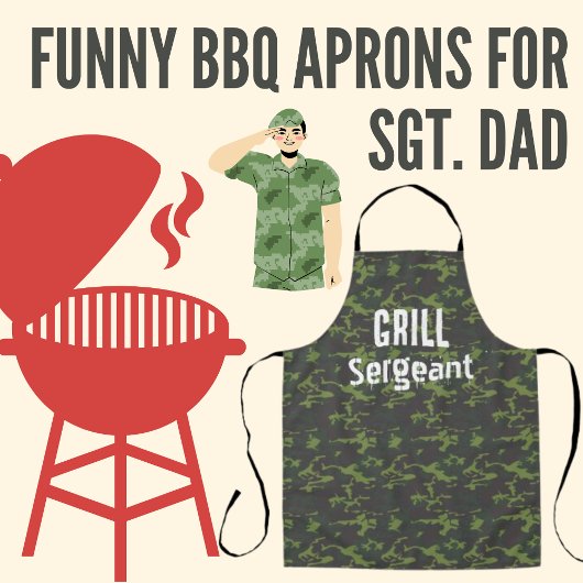 Tablier long pour homme Grill Sergeant Camo Funny 