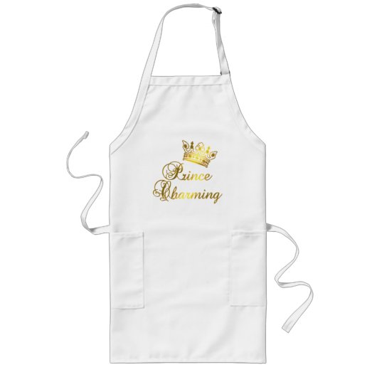 Tablier Long Prince charme dans le T-shirt d'or pour le bébé ou (Devant)