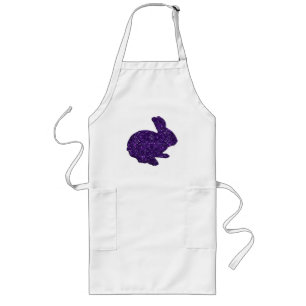 Tablier Long Purple Glitter Silhouette Easter Bunny Apron