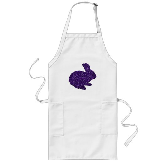 Tablier Long Purple Glitter Silhouette Easter Bunny Apron (Devant)