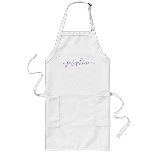 Tablier Long Purple Nom de script personnalisé tablier adulte (Devant)