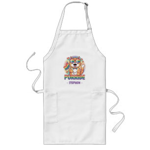 Tablier Long Purride - Chat orange avec drapeau LGBTQ Pride