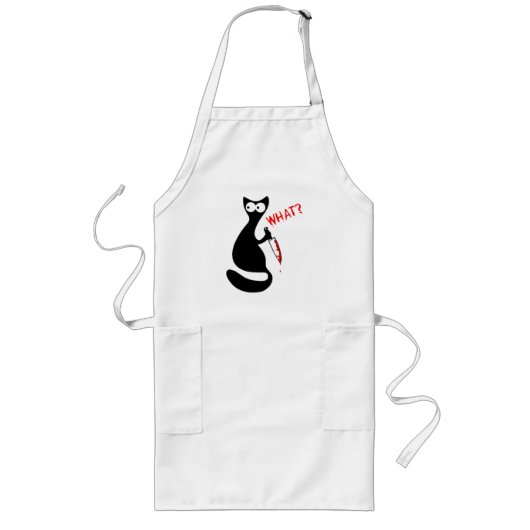 Tablier Long QUOI? Chat Noir Effrayant, Chat Drôle, Maman de Ch (Devant)